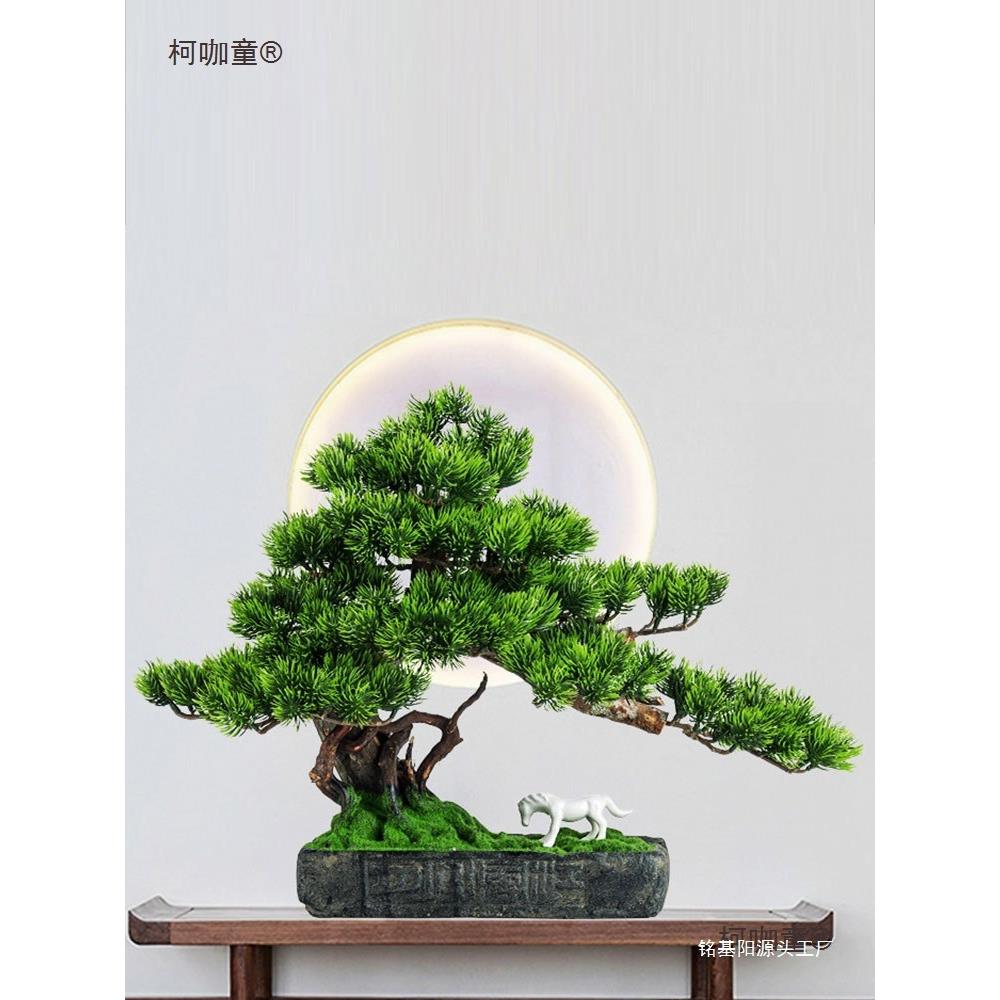 迎客松摆件酒店桌面装饰进门玄关柜台绿植盆景罗汉崖柏松麦太保