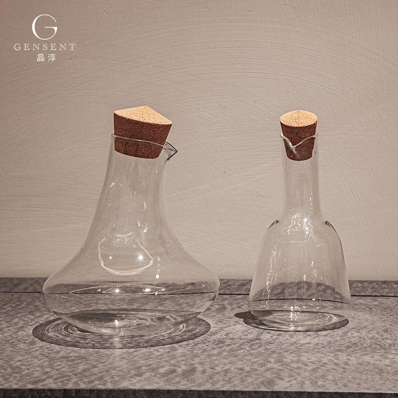 晶淳 现代极简风带瓶塞冷水壶 醒酒器玻璃酒壶家用 客厅餐桌摆件