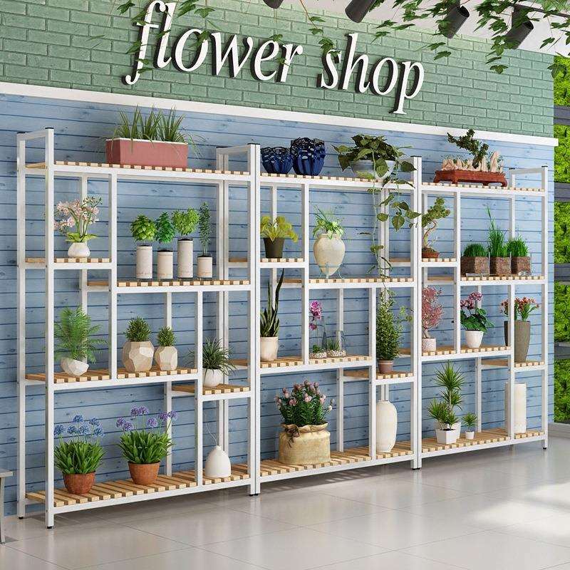 花店展示架铁艺客厅多层阳台室内落地式绿萝花架花盆架子简约