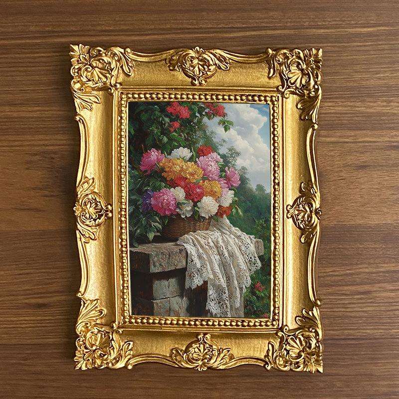 欧式美式复古相框摆件挂墙画框金色树脂可挂墙客厅软装饰品摆件图片