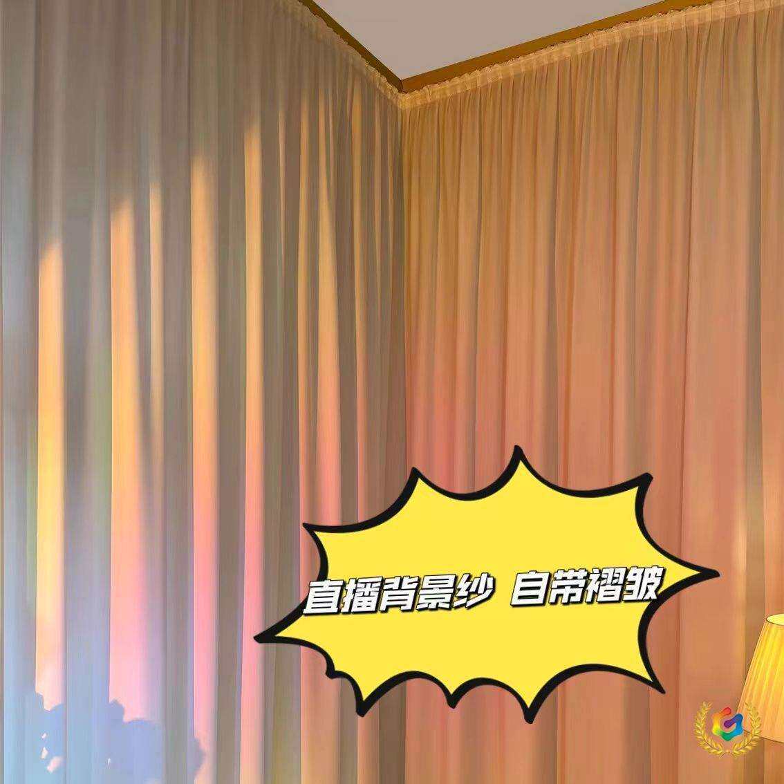 直播间背景布遮丑隔断帘免打孔安装窗帘魔术贴纱帘褶皱背景布纯色