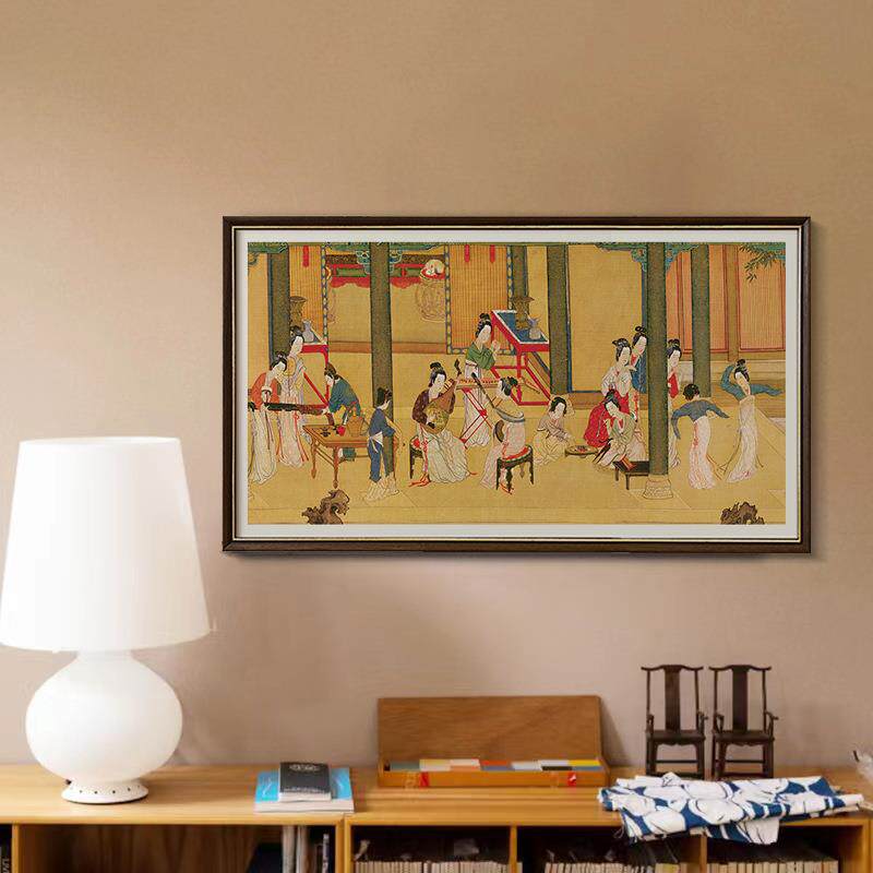 仇英工笔画新中式复古装饰画西洋风小众客厅餐厅书房挂画宫廷壁画