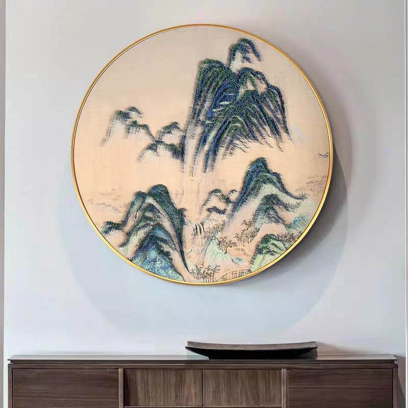 钉子画新中式装饰画入户玄关挂画实物画立体装置画墙酒店壁画手工