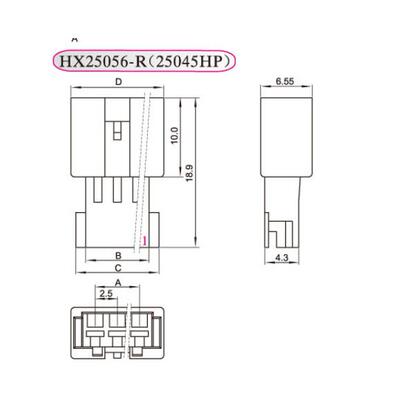 HXH红星连接器25045HP-2R 3R 4R 5R 6R 7R 8R 9R胶壳HX25056插头
