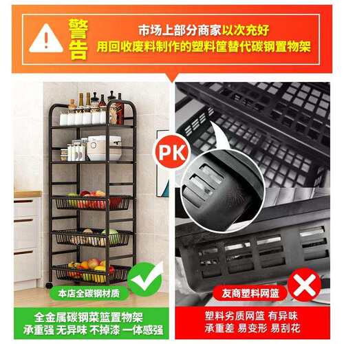 厨房菜篮子置物架落地式多层家用多功能微波炉果蔬菜用品收纳架子