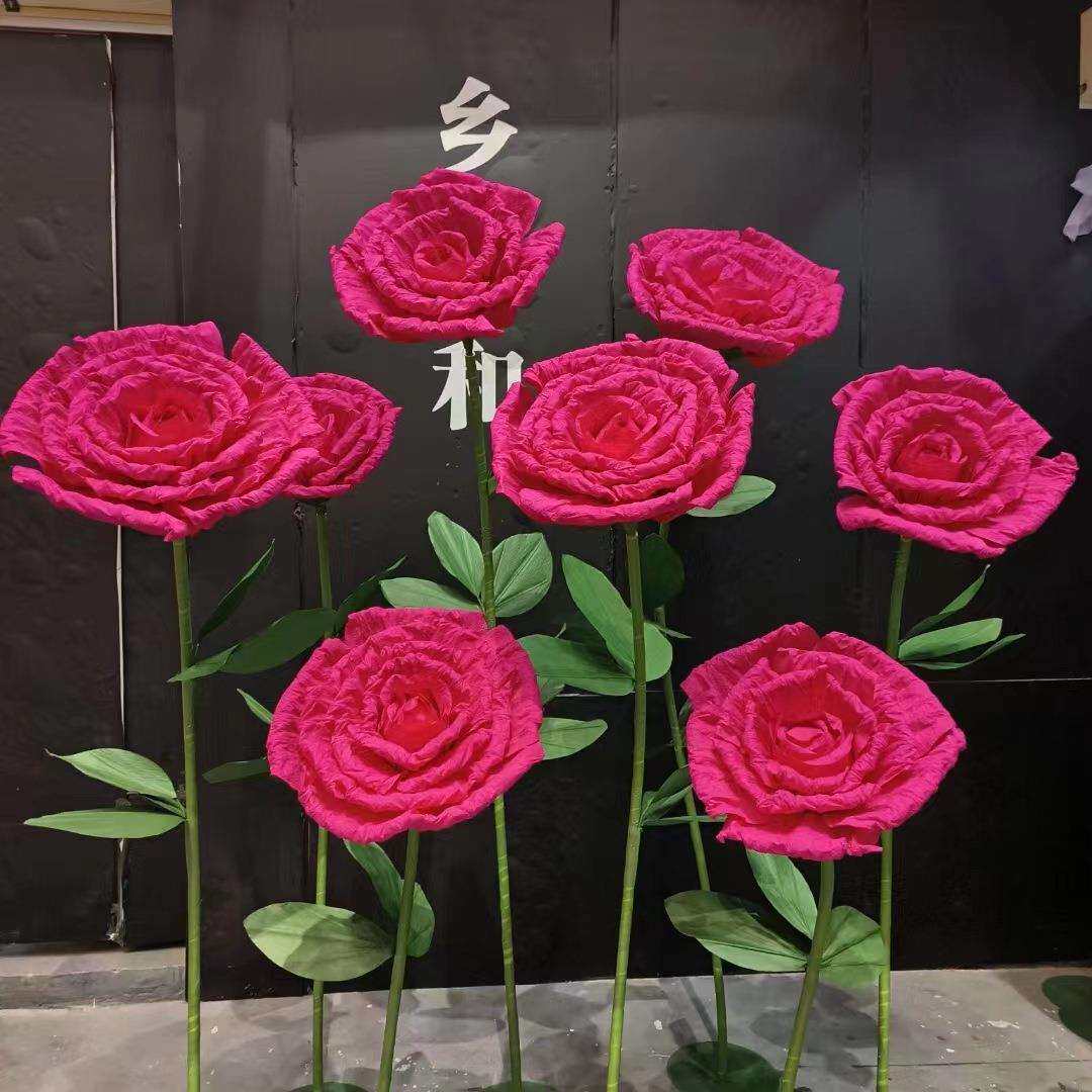 巨型玫瑰花节日道具户外装饰一支网红超大玫瑰仿真花超级大玫瑰花