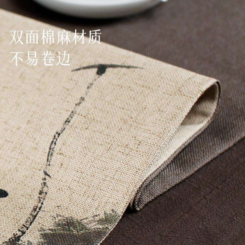 中式茶室酒店古典床旗桌旗电视柜餐桌茶店盖布文创禅意茶席台布旗