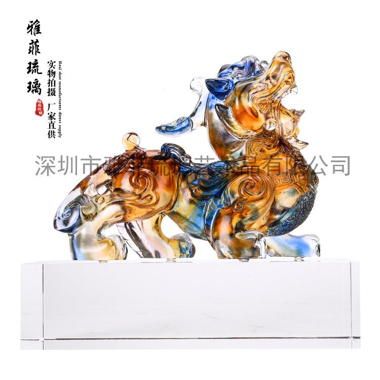 如意招财貔貅摆件 居家玄关风水摆件 汽车摆件 琉璃工艺品艺术品