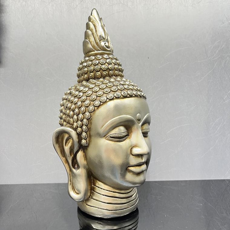 跨境电商 欧式复古银佛首佛头人物雕塑摆件 树脂工艺品桌面装饰品