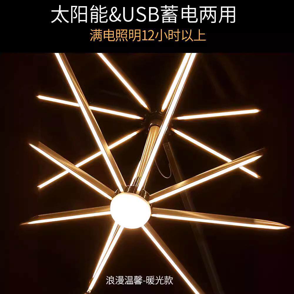 罗马户外LED灯 室外大太阳能伞带雨伞花园大型摆摊伞遮阳伞庭院伞