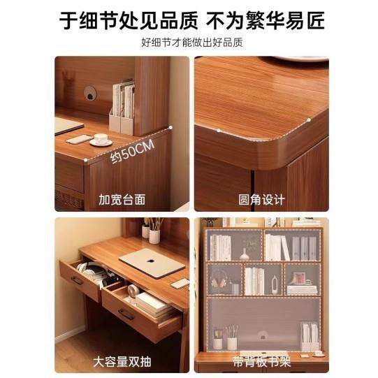 实木书桌书架一体卧室小户型家用学生写字桌电脑桌简易台式学习桌