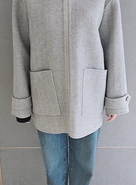 M/RROR FUN  连帽中长款长袖双面呢大衣外套