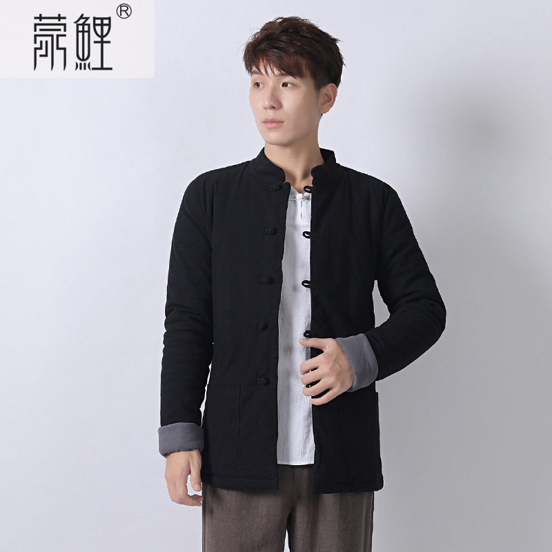 春秋季新款男士棉衣中国风短款盘扣贴身保暖棉衣
