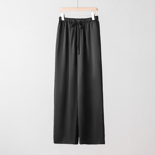 2025春季重磅真丝阔腿裤宽松大码胖mm桑蚕丝女裤松紧腰直筒裤休闲