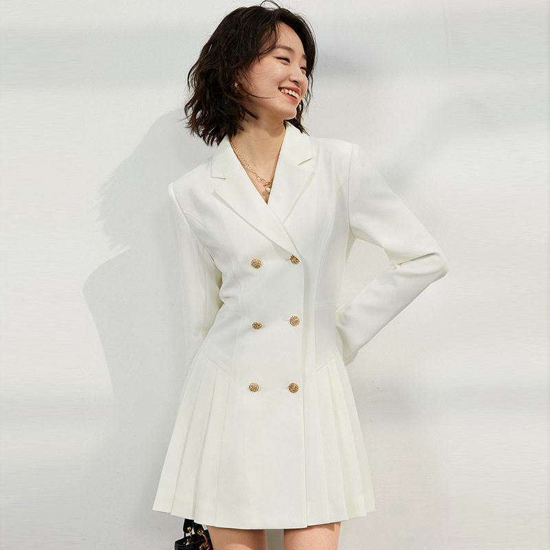 轻奢气质优雅西装外套OL通勤收腰西装裙女2026春装小众设计感白色