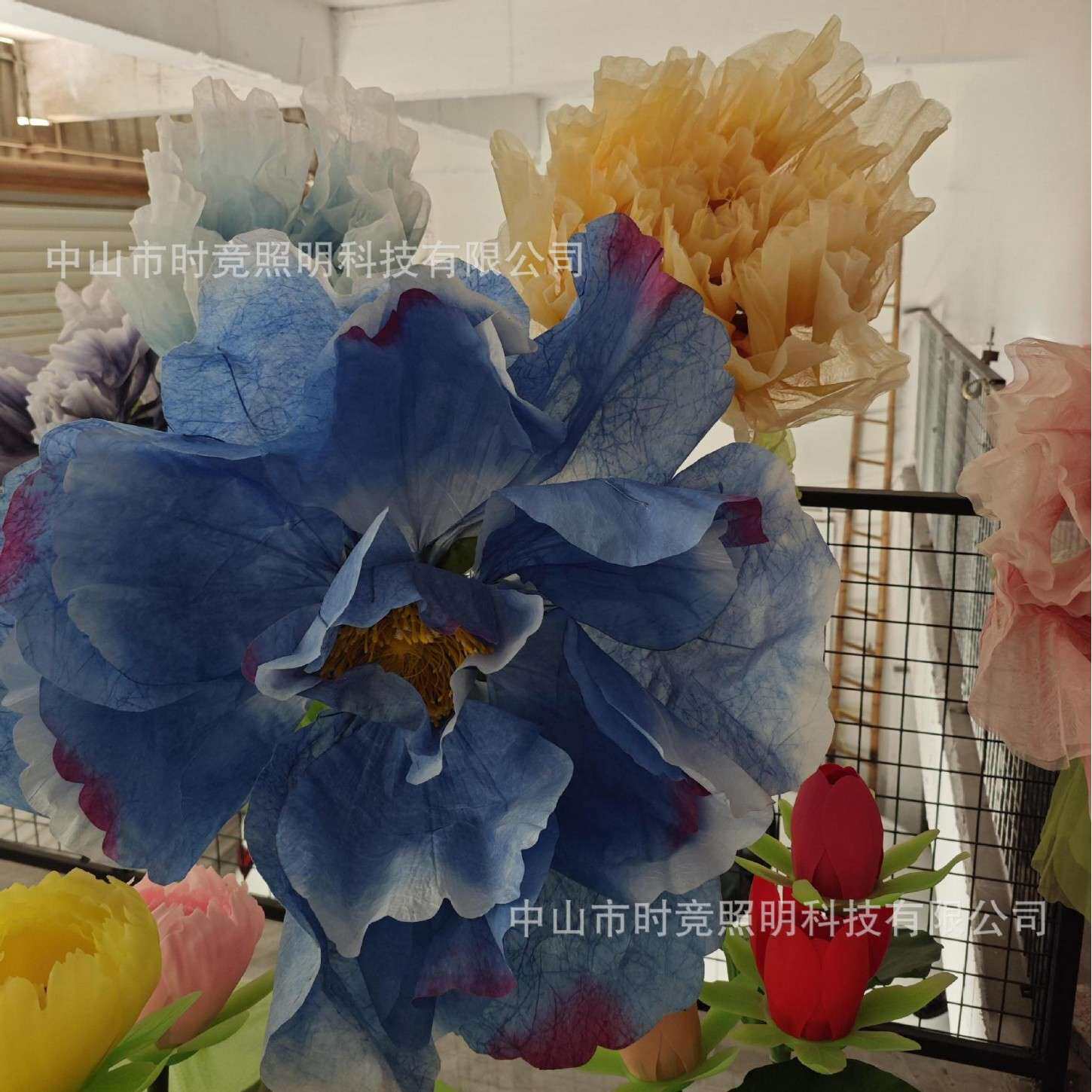 婚庆自动电动机械开合大网红场景布置现场店铺橱窗装饰落地灯花朵