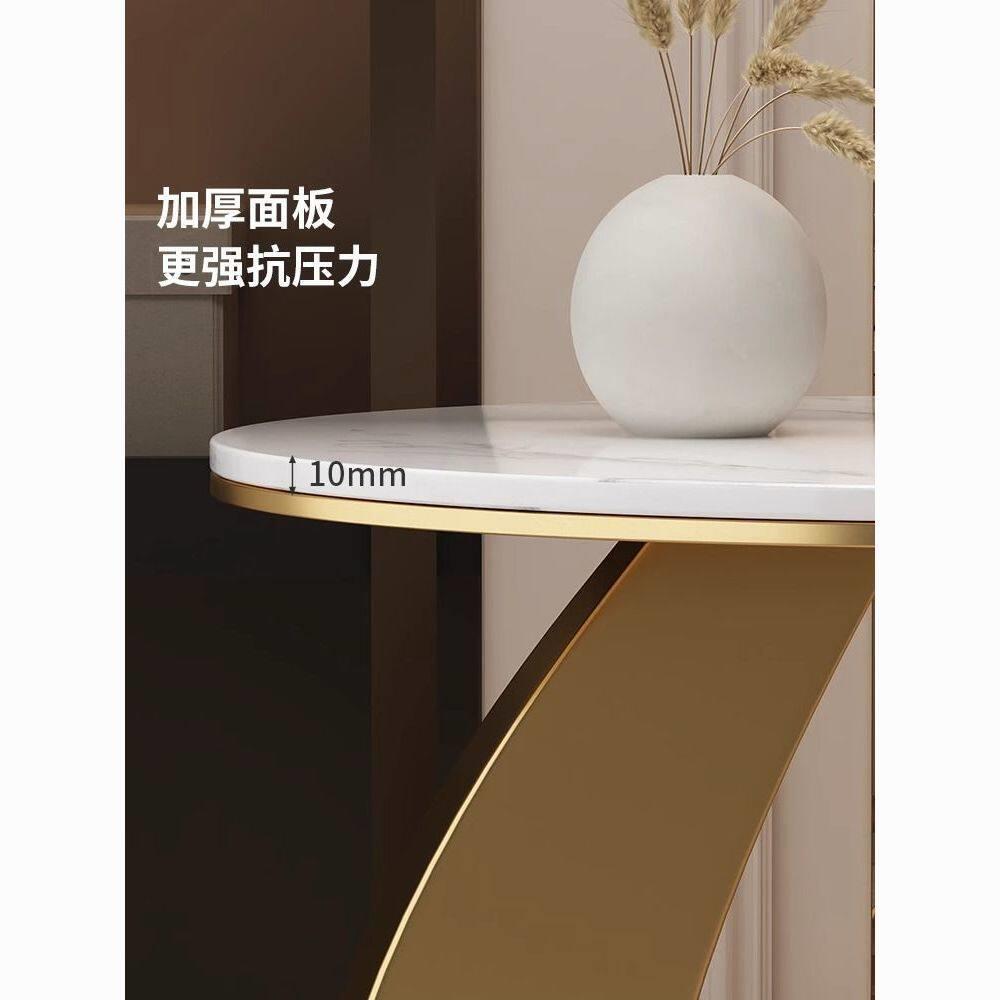 简约意式客厅轻奢岩板双层角几休闲床头卧室家用创意铁艺圆形边几