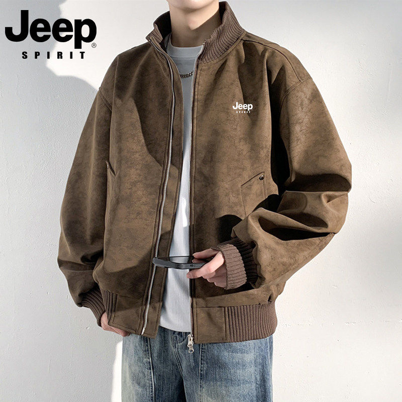 JEEP吉普立领夹克男2026新款春秋季美式复古宽松大码痞帅休闲外套