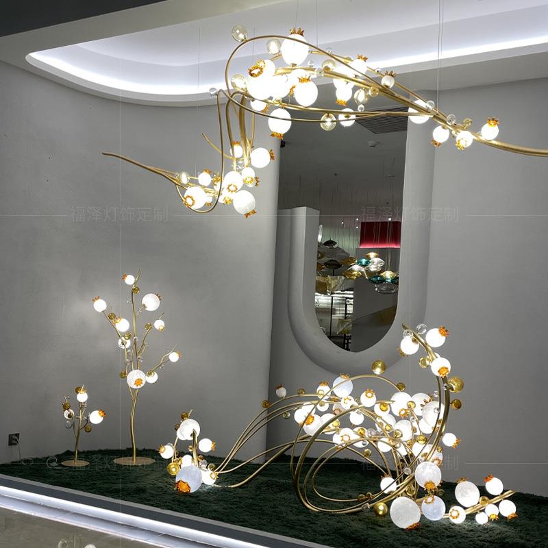 酒店大堂吊灯店铺餐厅大厅前台灯具非标工程售楼部沙盘吧台灯