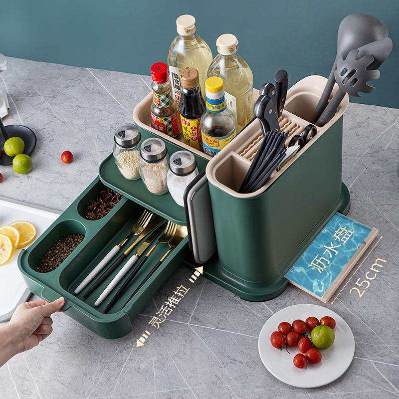 免安装厨房收纳架调料盒组合用品套装 家用多格餐具 多功能置物架
