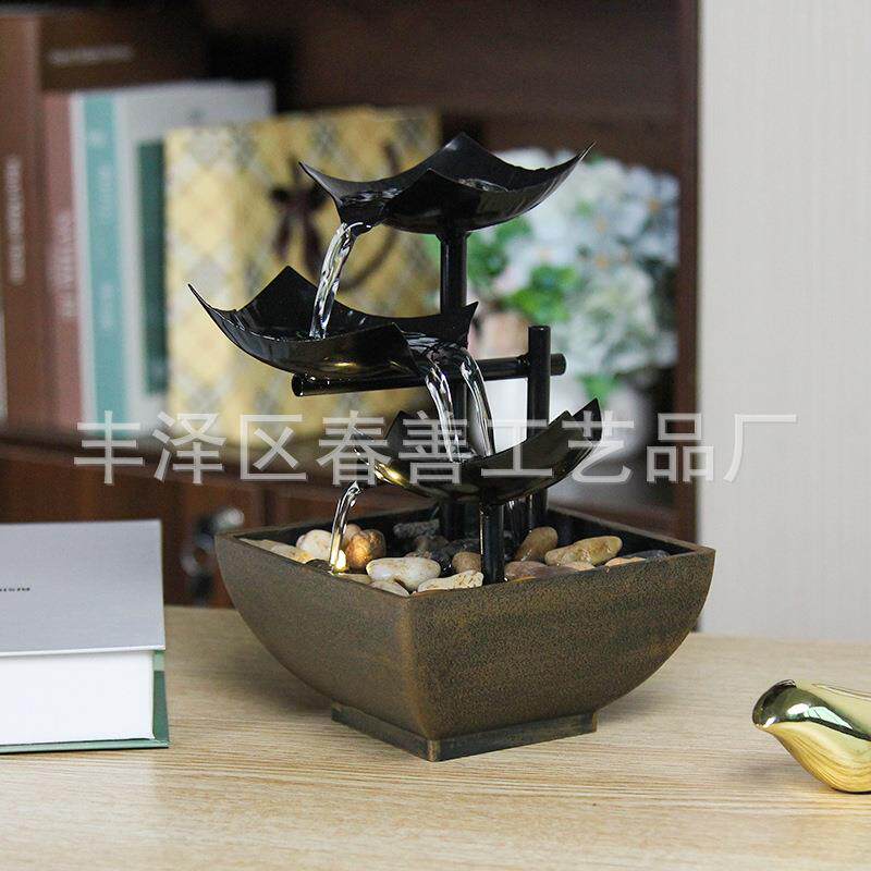 跨境现代流水喷泉室内电视柜书房桌面观赏摆件创意家居装饰品