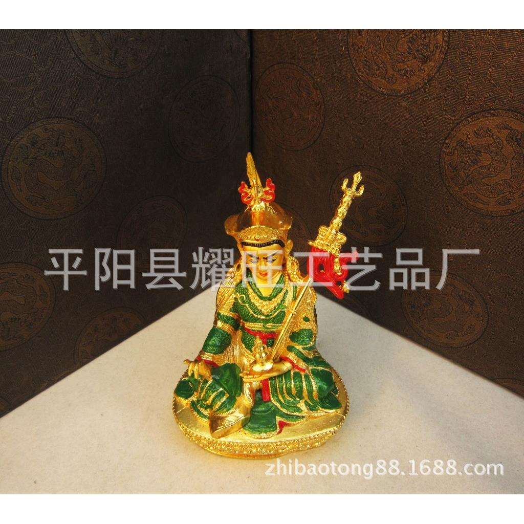 6寸铜质莲花生大士彩绘莲师像铜像摆件