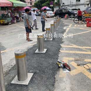 校园防冲撞升降柱加油站出入口挡车不锈钢路桩电动液压伸降车阻器