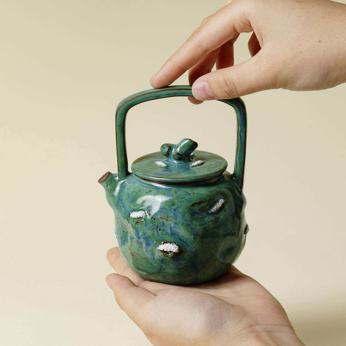 梵汝手工瓦青南蛮长草煮茶器提梁壶创意户外围炉煮茶炭火烧煮茶壶