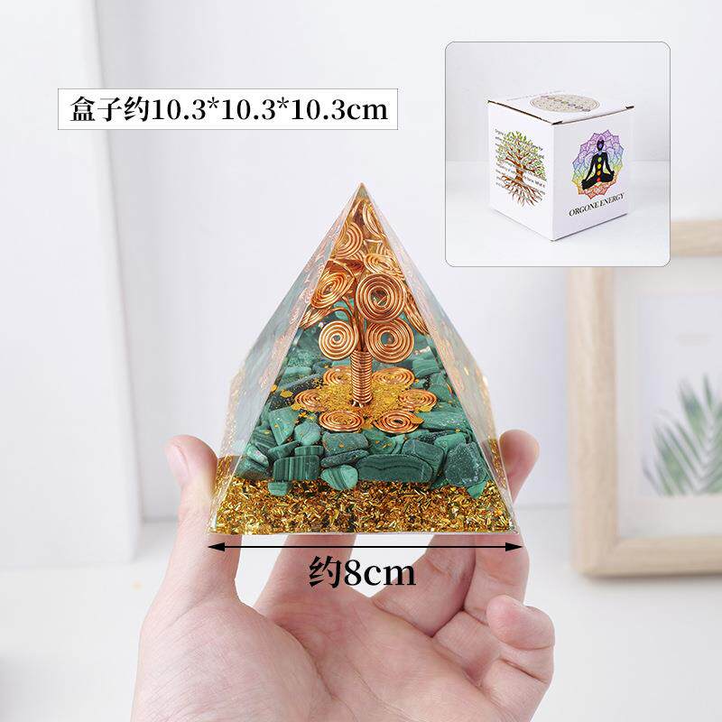 跨境热销天然水晶碎石金字塔滴胶树脂能量塔家居汽车装饰摆件