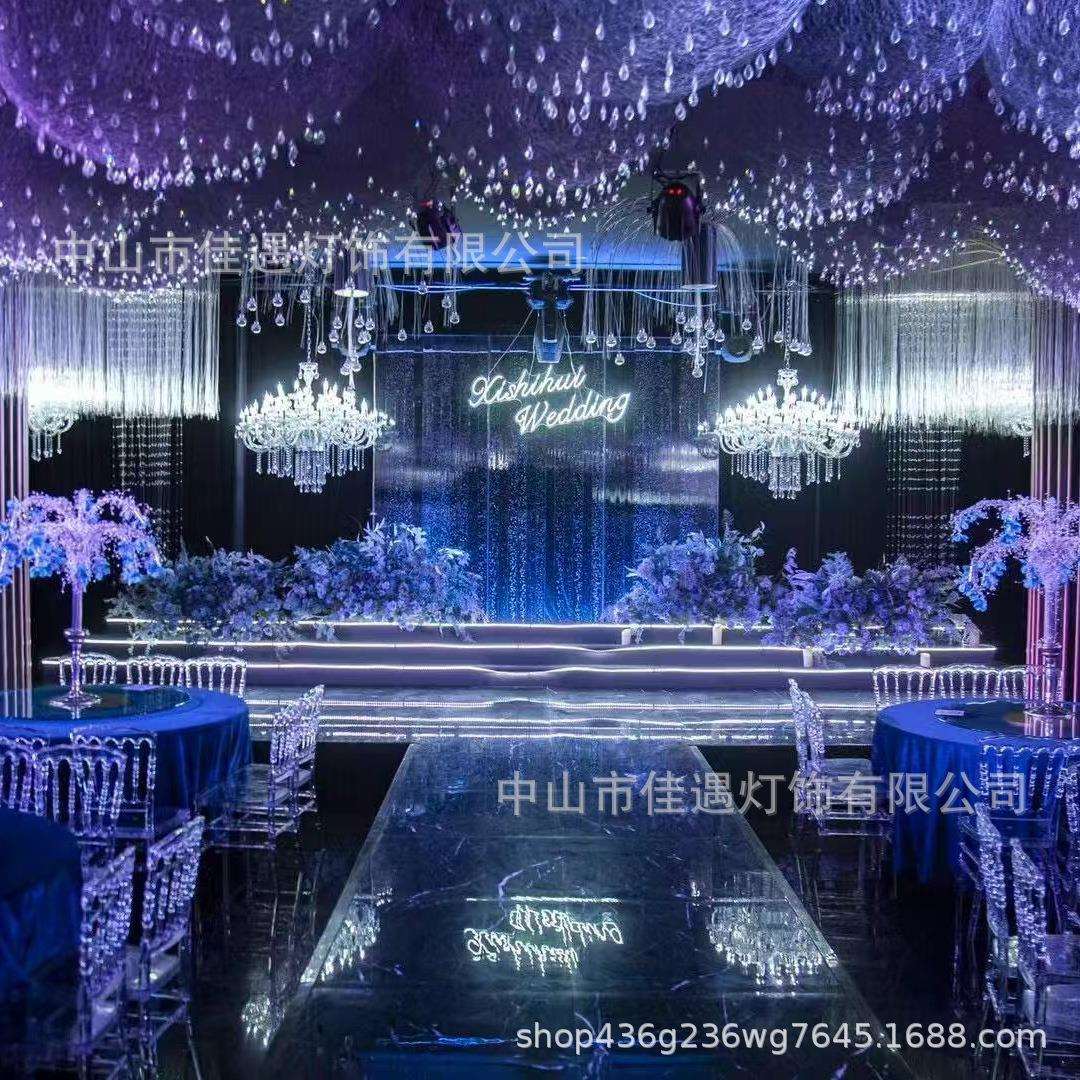 婚庆电镀铁艺水晶吊灯婚礼堂道具亚克力新款创意摄影装饰灯吊顶90