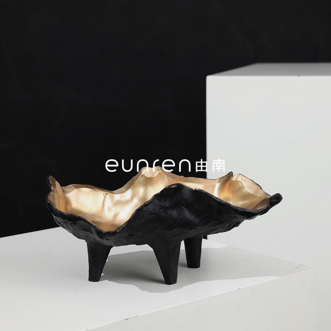 现代样板间树脂简约高脚水果盘摆件售楼处家居客厅茶几收纳托盘