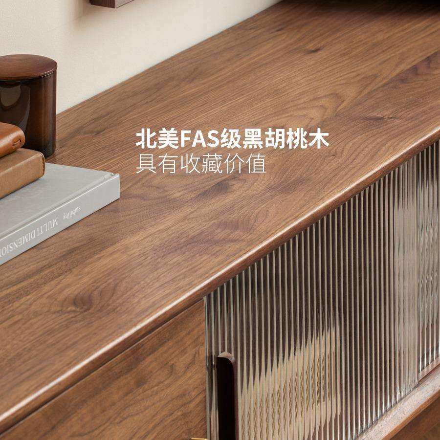 实木家用电视柜新中式客厅地柜黑胡桃木现代简约储物柜抽屉视听柜