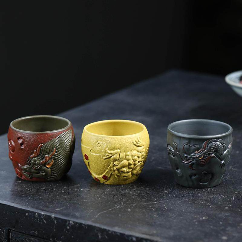 宜兴紫砂杯品茗杯主人杯龙杯貔貅杯茶碗茶具泡茶杯功夫单杯大容量