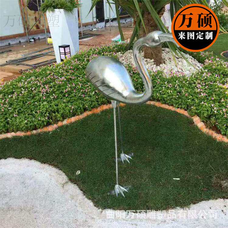 现货不锈钢仙鹤雕塑 庭院水景装饰品 金属落地摆件 园林景观雕塑