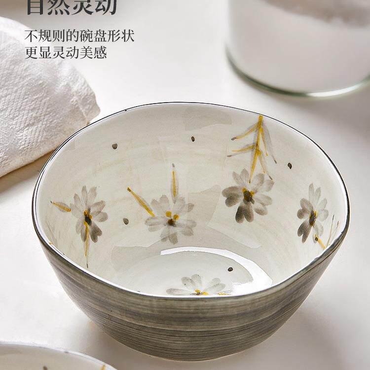 日式陶瓷米饭碗家用2025新款5寸6寸碗特别好看的盘子碗碟套装餐具