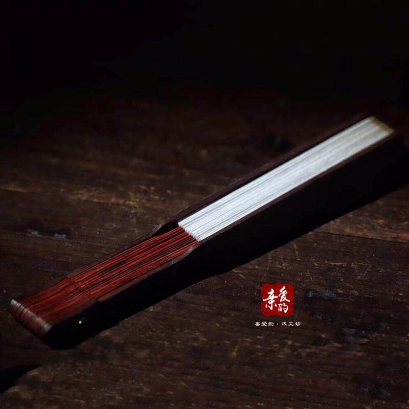 印度小叶紫檀折扇便携复古空白宣纸古风扇子木质工艺品扇工厂