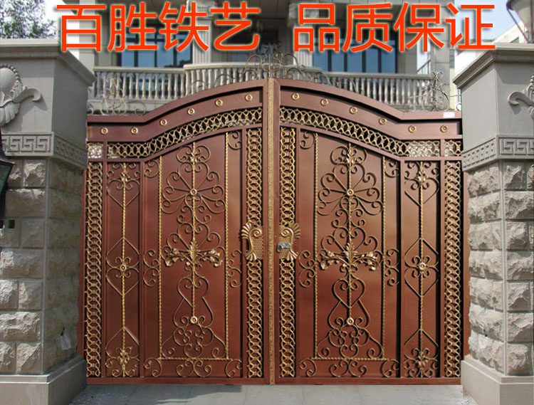 铁艺大门庭院别墅门双开封板铁艺围墙门室外高档防铜门定做铁门