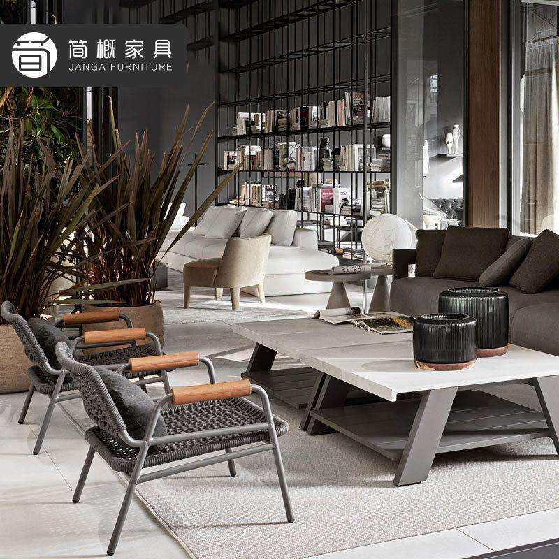 户外休闲简约家具庭院阳台民宿桌椅别墅海景房室外藤椅茶几两件套