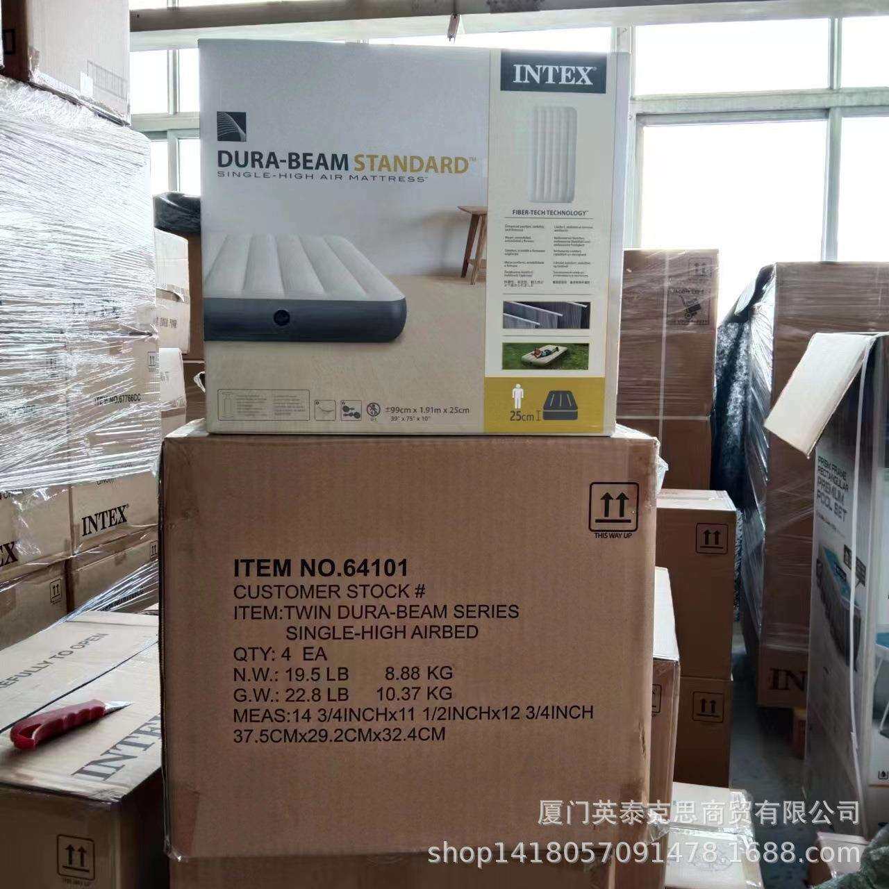 intex 64101 单人线拉充气床居家充气床垫野营户外空气床垫
