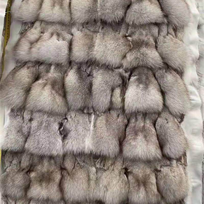 自然色狐狸毛挂毯白狐搭毯十字狐褥子赤狐汽车腰枕坐垫抱枕原料