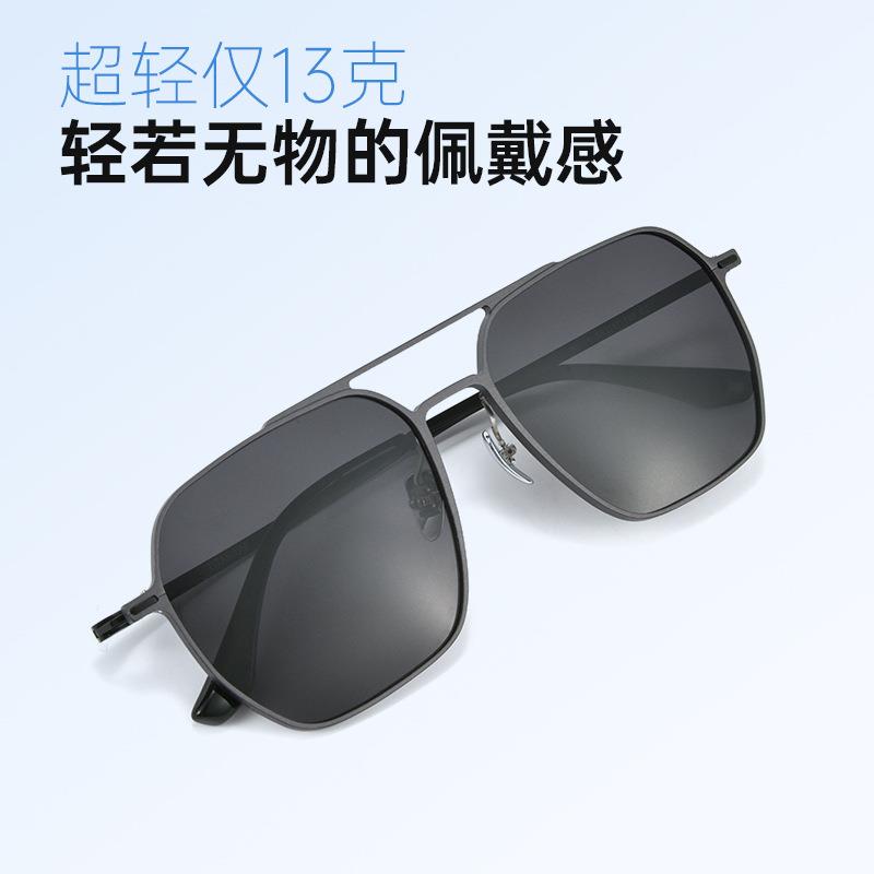百世芬新款98001超轻铝钛偏光太阳镜大码男士时尚双梁飞行员墨镜
