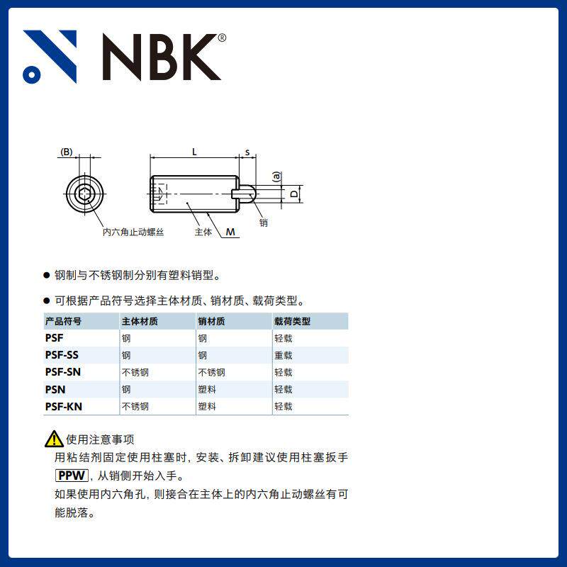 NBK PSN 弹簧柱塞 钢轻割草机/草坪机