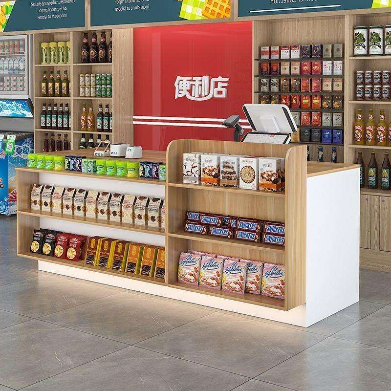 超市收银台便利店前台多层储物吧台店铺文具店小型柜台转角接待台
