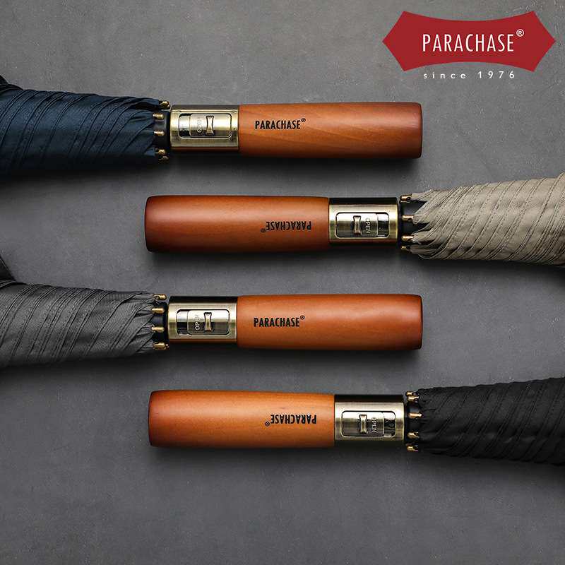 PARACHASE自动1.2米长柄伞推拉开关直杆伞双人全纤维双色布大雨伞