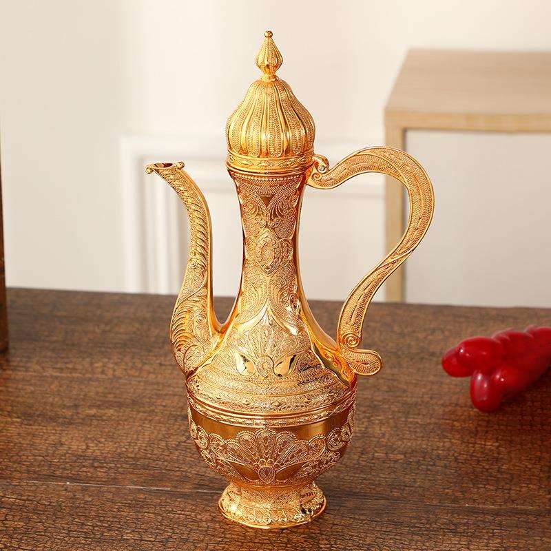 新品高档酒具套装欧式经典酒壶轻奢风桌面酒壶餐盘酒杯工艺品摆件