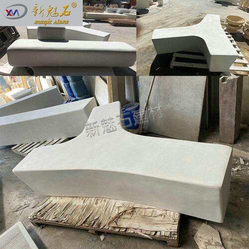园林绿化设计成品水泥坐凳配套 草坪多人等候椅排椅 Y字异形座椅