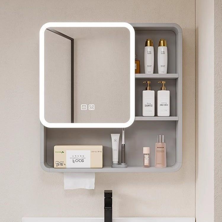防水智能浴室镜镜柜卫生间墙式灯光收纳圆弧梳妆镜储物柜除雾镜子