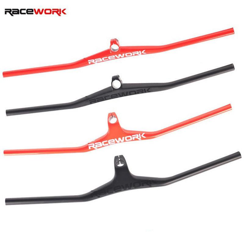 RACEWORK 山地车碳纤维一体车把横 超轻越野破风燕把负17度车把立