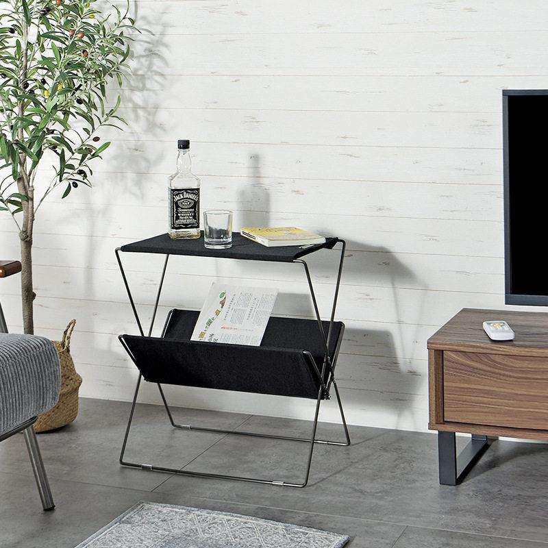 日式折叠桌创意茶几惠实舍居多功能小边桌布艺收纳架边柜杂志架