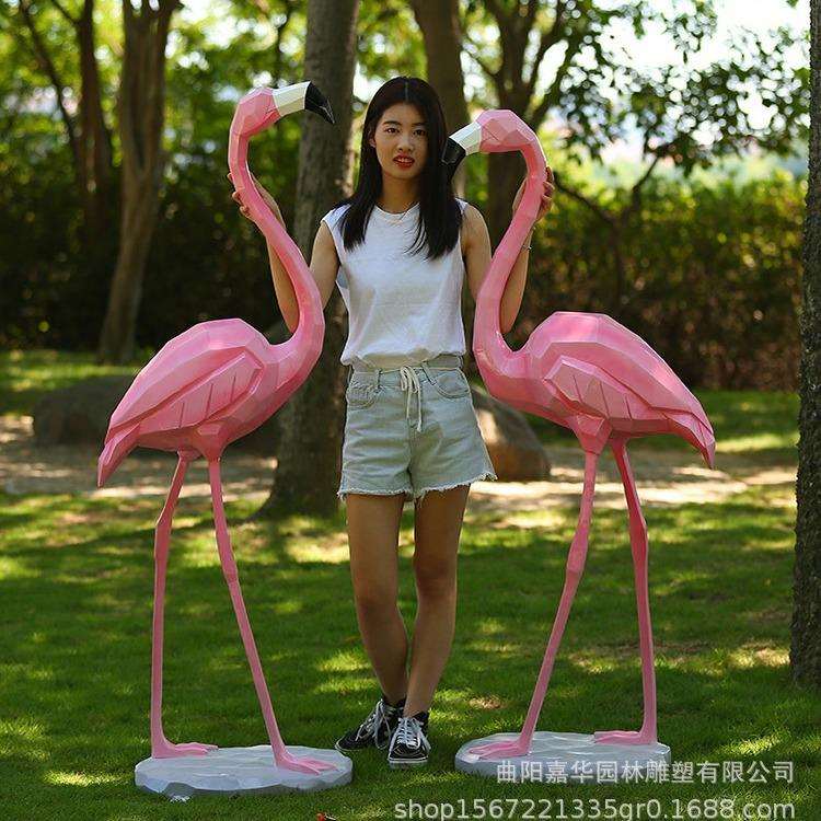 玻璃钢切面火烈鸟雕塑商场商业街户外美陈大型摆件